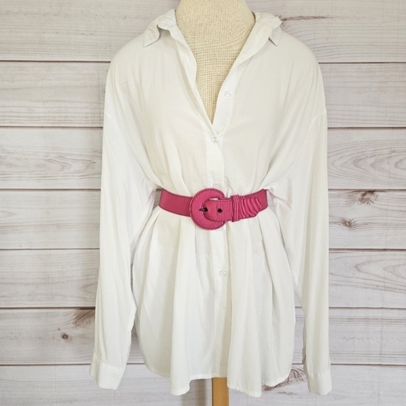 Yves Saint Laurent Rive Gauche Woven Cinch Waist Belt in Pink Size 28 - Picture 2 of 9